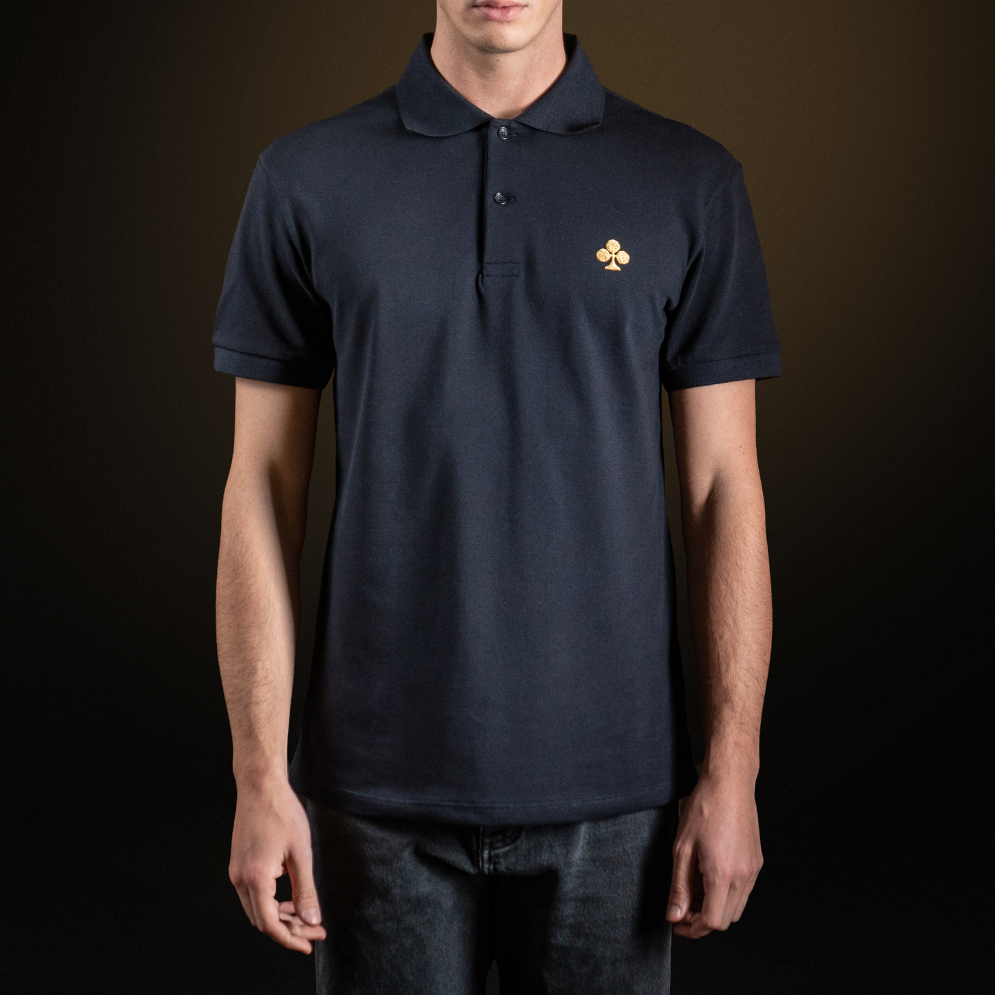 Polo in piqué di cotone blu navy