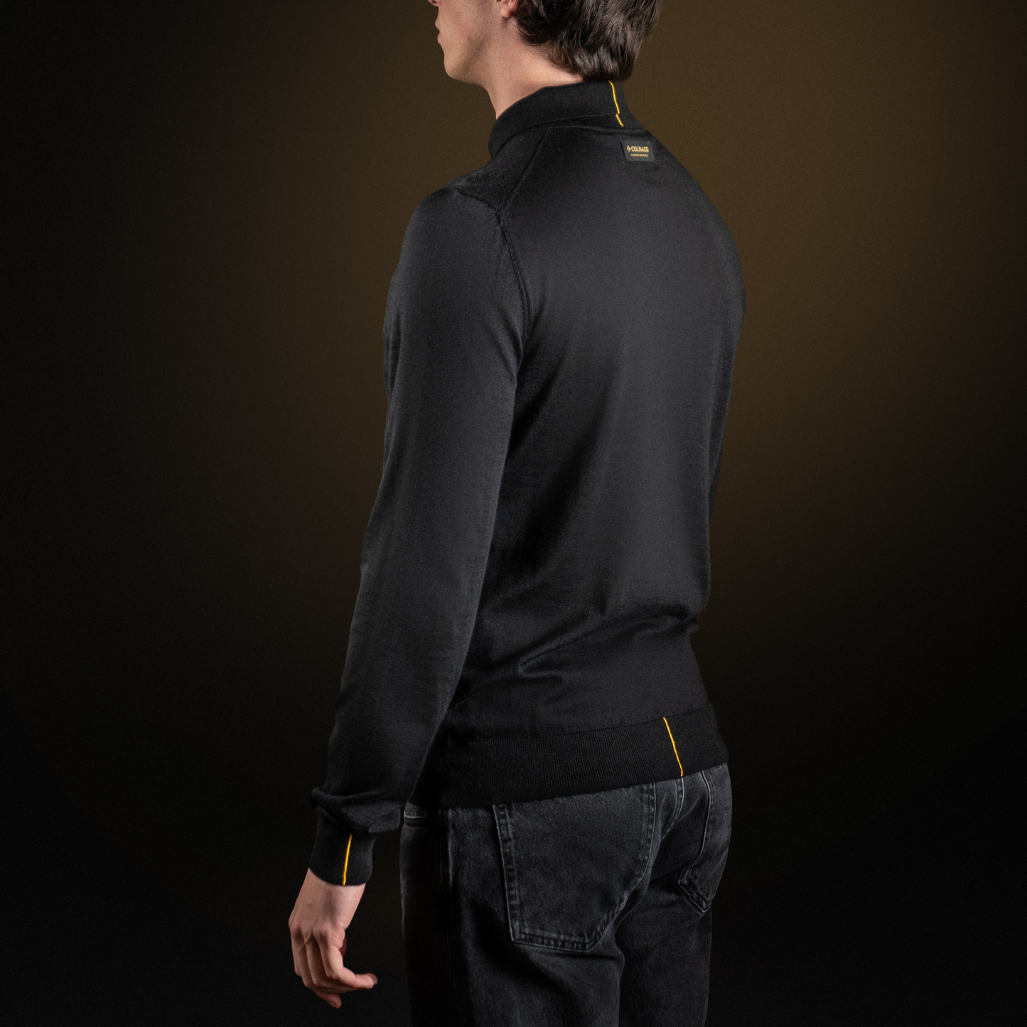 Black Cashmere Polo Long Sleeves