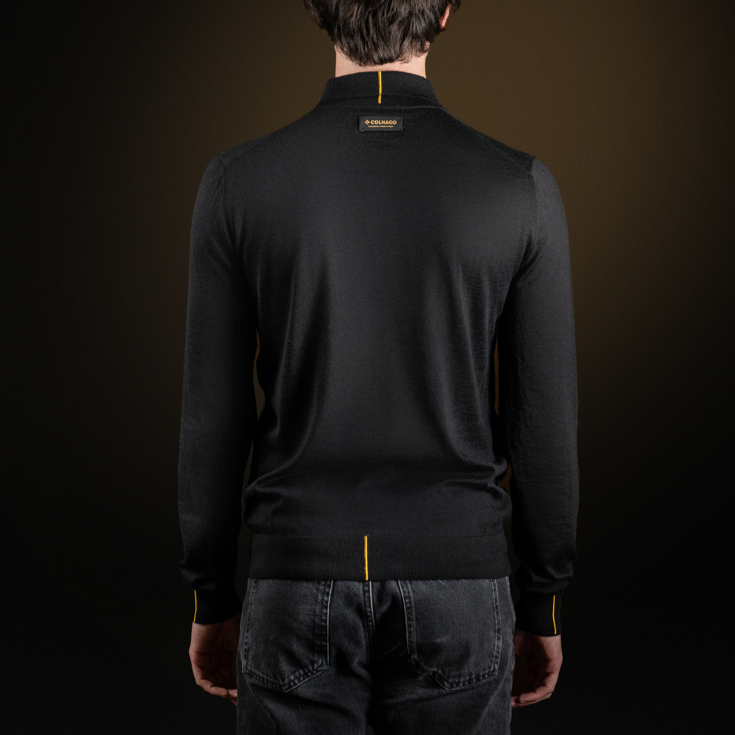 Black Cashmere Polo Long Sleeves